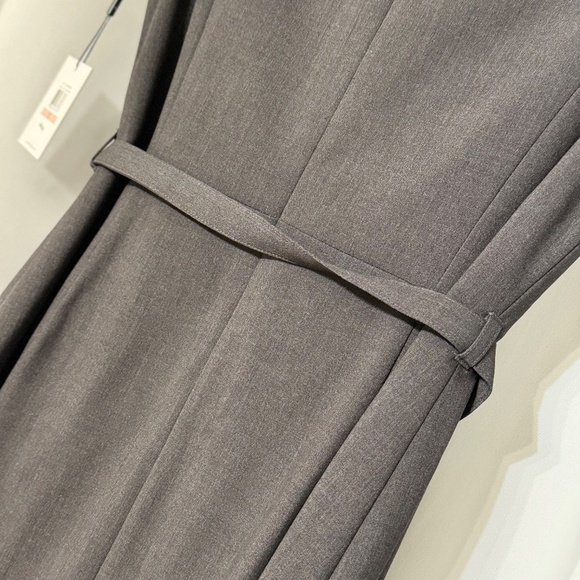 CALVIN KLEIN GRAY WOVEN CAP SLEEVE BELTED DRESS SIZE 12 w/ ORIGINAL TAGS - Picture 5 of 14